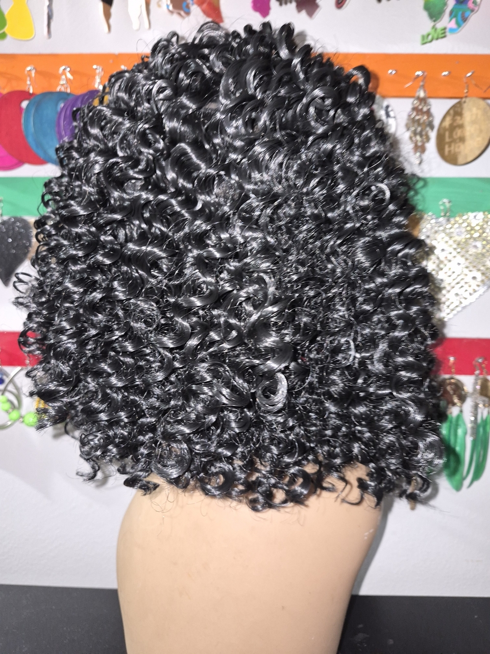 Black Curly Short Wig - Women's Synthetic Hair